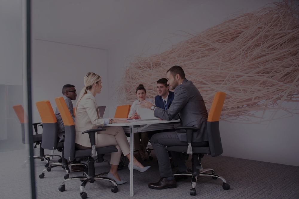 young business people meeting - overlay